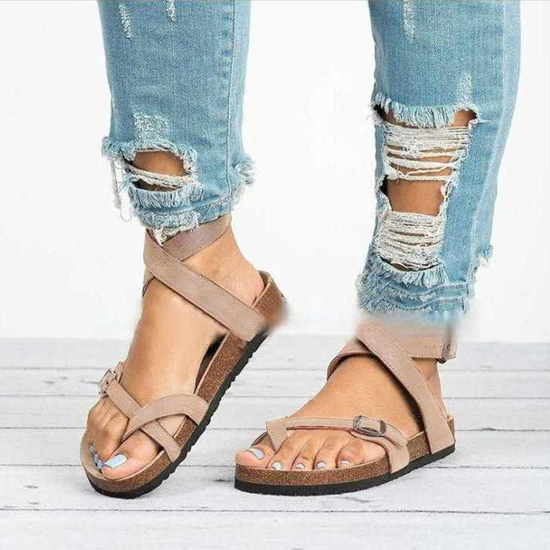 Leather Buckle Roman Sandals