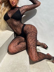 Sexy Seduction Leopard Print Style Grid See-through Jumpsuit