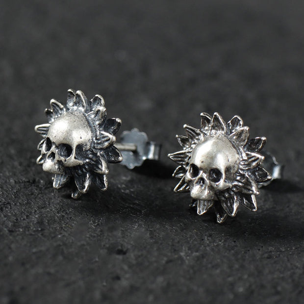 Skull Flower Stud Earrings