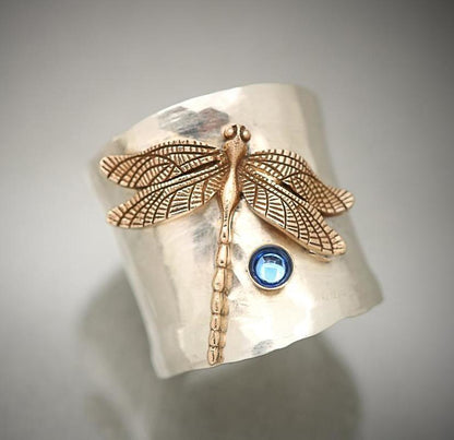 Dragonfly Gemstone Ring