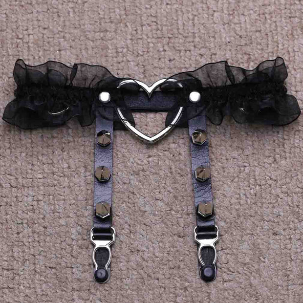 Punk Lace Ruffle Garter Belt