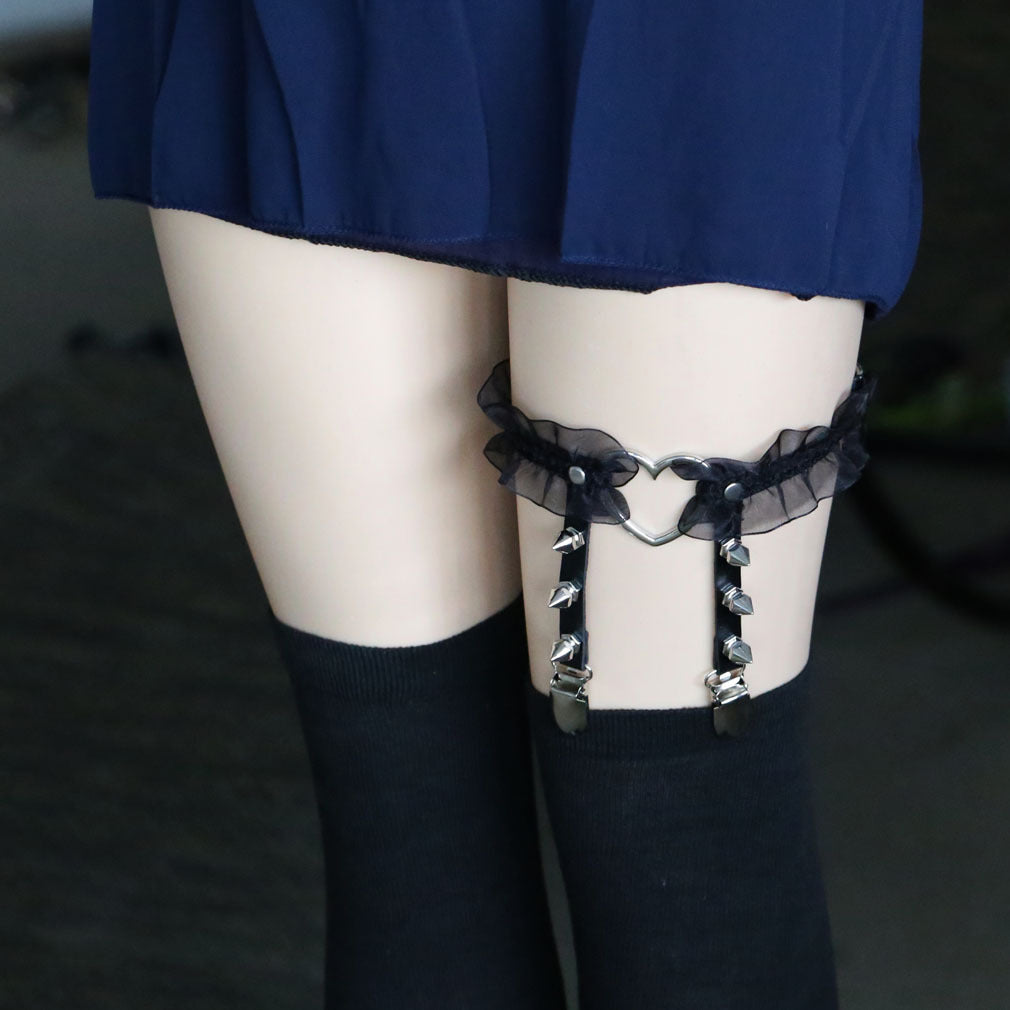 Punk Lace Ruffle Garter Belt