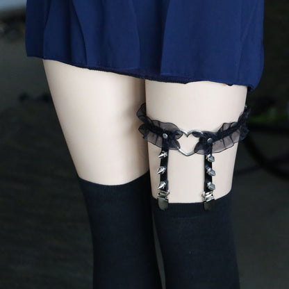 Punk Lace Ruffle Garter Belt