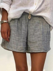 Casual Striped Loose Shorts Straight Leg Pants