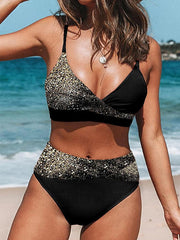 Sequined Printed Swimsuit Set