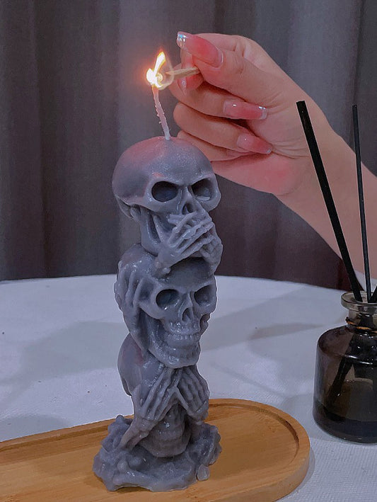 Three-Piece Skull Candle