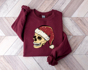 Christmas Skull Printed Fleece Sweatshirt