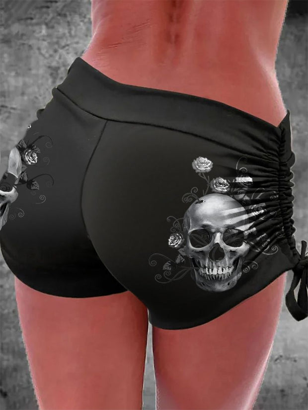 Punk Fun Skull Printed Casual Shorts