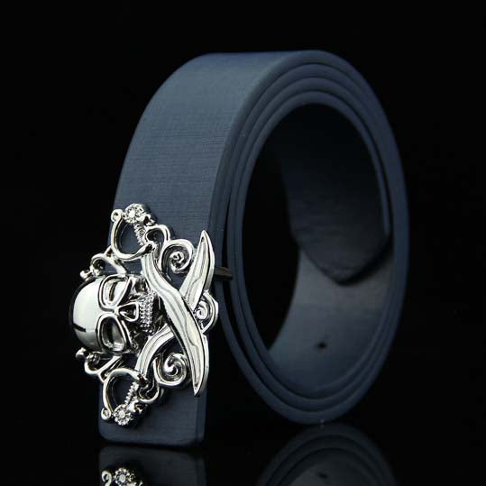 Stylish Skull Buckle Leather Belt