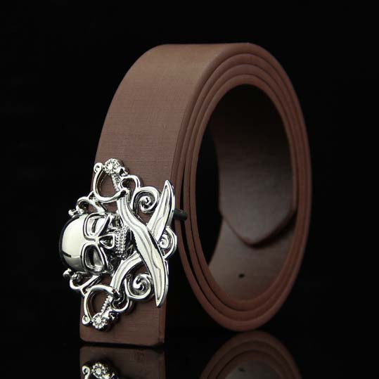 Stylish Skull Buckle Leather Belt