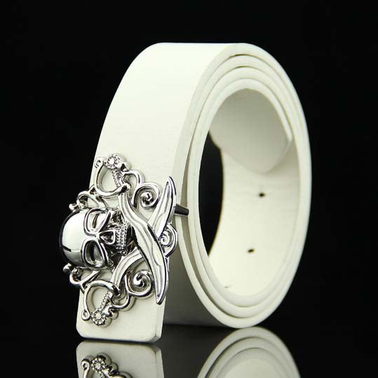 Stylish Skull Buckle Leather Belt