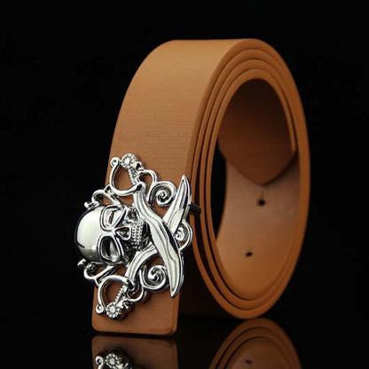 Stylish Skull Buckle Leather Belt