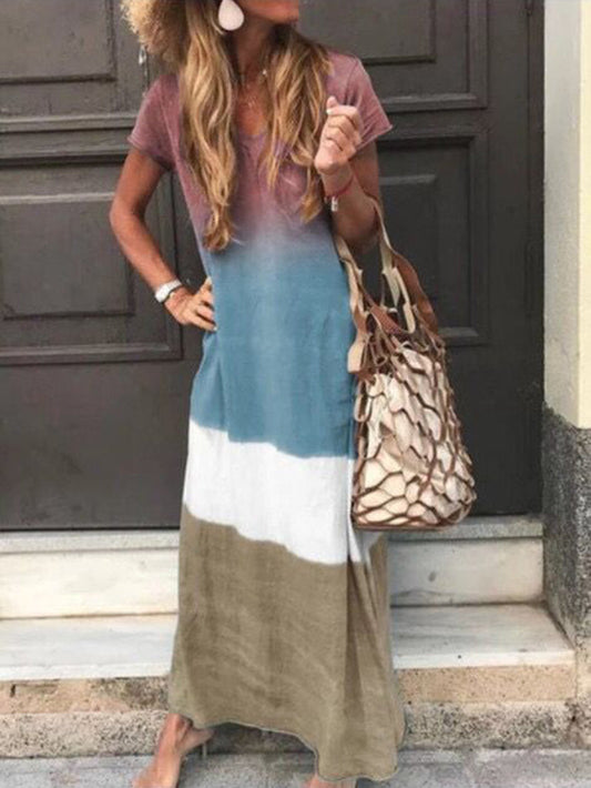 Casual printed T-shirt long skirt