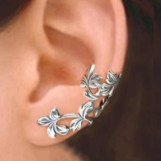 Vintage Hollowed Flower Leaf Ear Clips