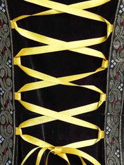 Gothic punk style long-sleeved lace-up gold velvet dress robe