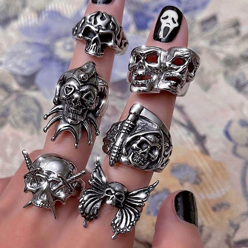 Punk Retro Death Skull Animal Ring