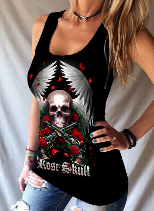 Gun Roses Printed Punk Tank Top