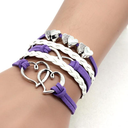 Vintage Double Heart Braided  Bracelet