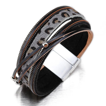 Magnetisches Armband aus Rosshaar mit Leopardenmuster und Legierung 