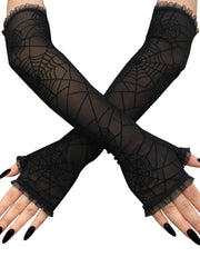 Elbow Length Semi Sheer Lace Gloves