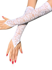 Elbow Length Semi Sheer Lace Gloves
