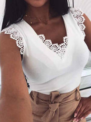 Sexy V-Neck Lace Tied Top