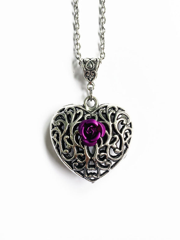 Black Filigree Heart Necklace