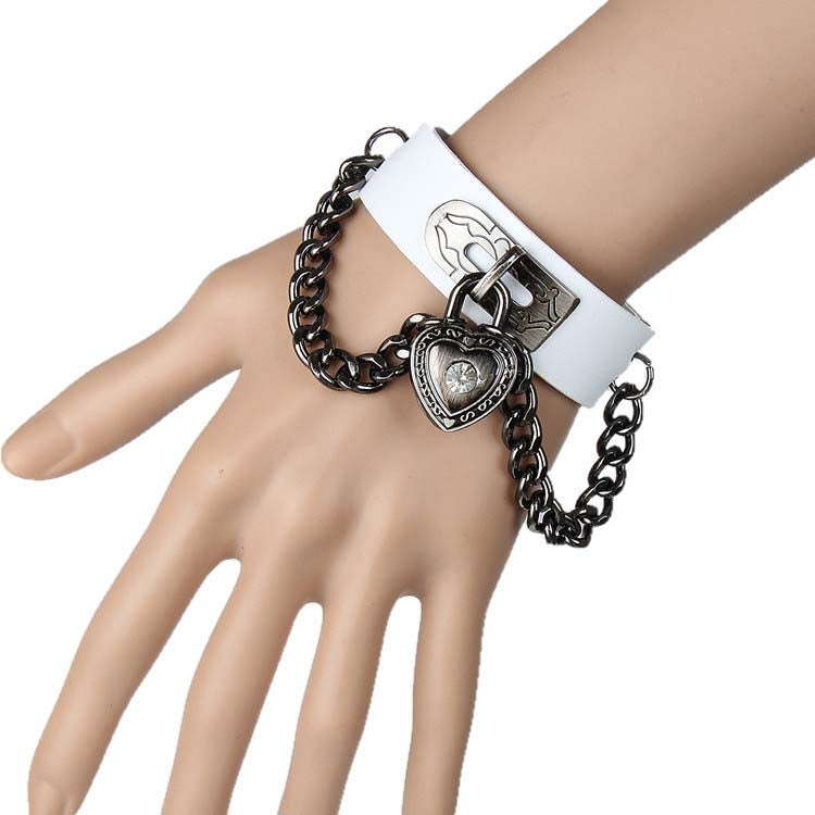 Punk Heart Lock Leather Bracelet