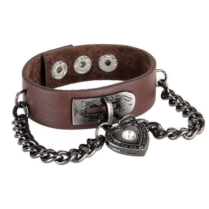 Punk Heart Lock Leather Bracelet