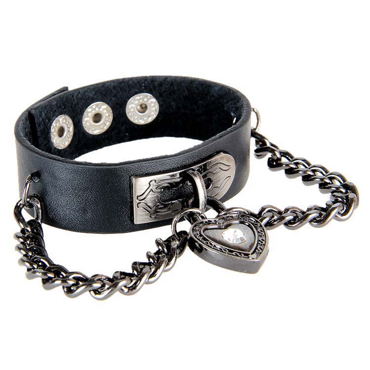 Punk Heart Lock Leather Bracelet