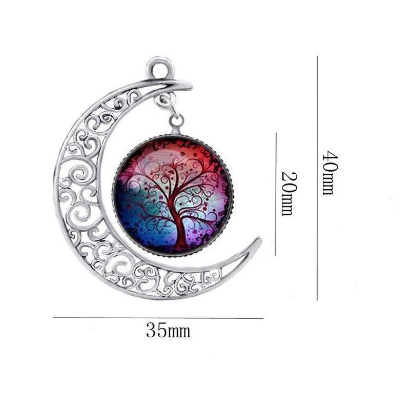 Collier Lune Ajourée Pendentif Arbre de Vie Pierre du Temps 