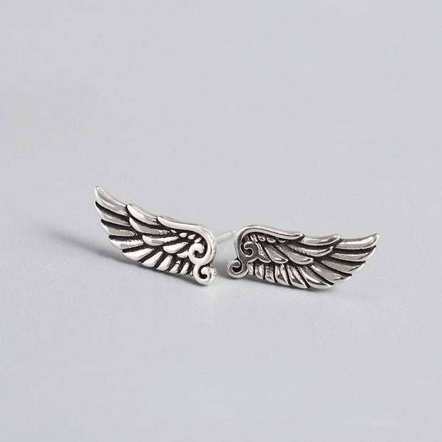 Trendy 925 Silver Wings Ear Studs