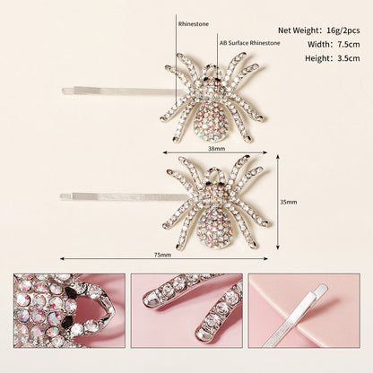 Skull Spider Bat Rhinestone Hair Clip