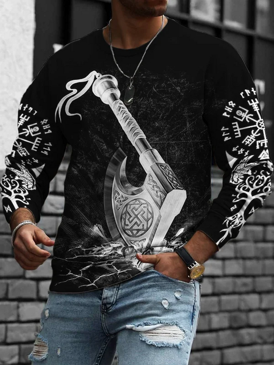 Sweat-shirt Vinking The Axe avec motifs slaves pour hommes 