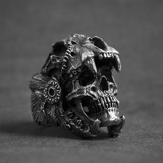 Punk-Totenkopf-Helmring für Herren 