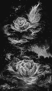 Gothic Smoke Rose Print Farbblock-Kapuzenkleid