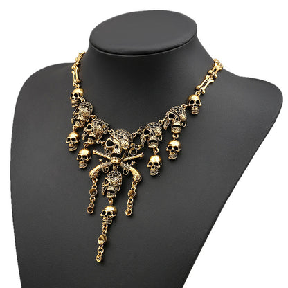 Vintage Punk Layered Skulls Necklace