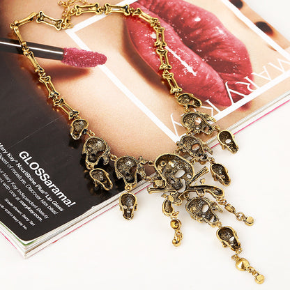 Vintage Punk Layered Skulls Necklace