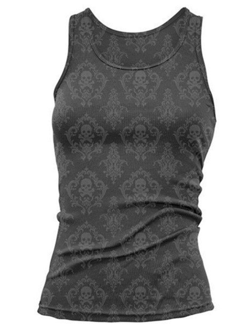 Round Neck Printed Slim Tank Top