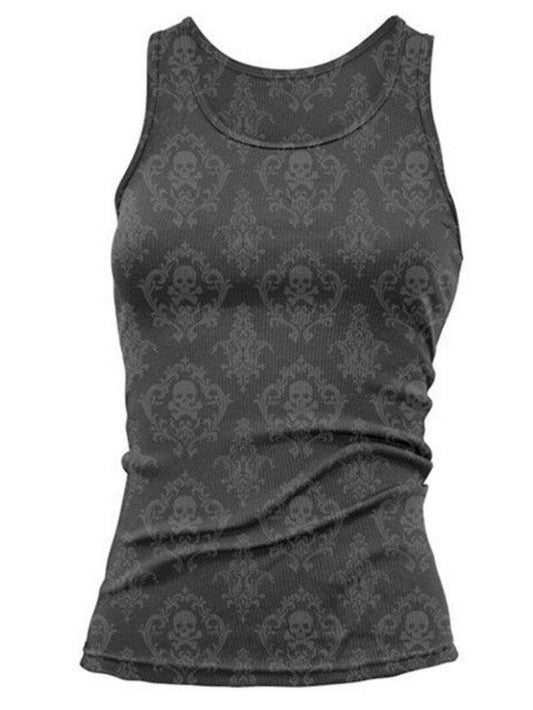 Round Neck Printed Slim Tank Top