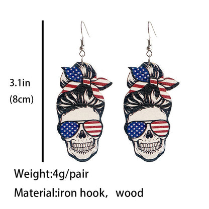 Fashion Skull Girls Wooden Earrings