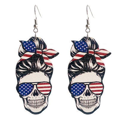 Fashion Skull Girls Wooden Earrings