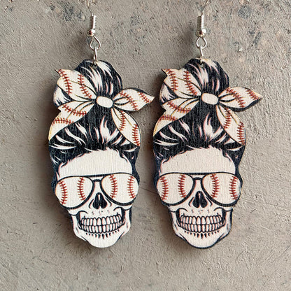 Fashion Skull Girls Wooden Earrings