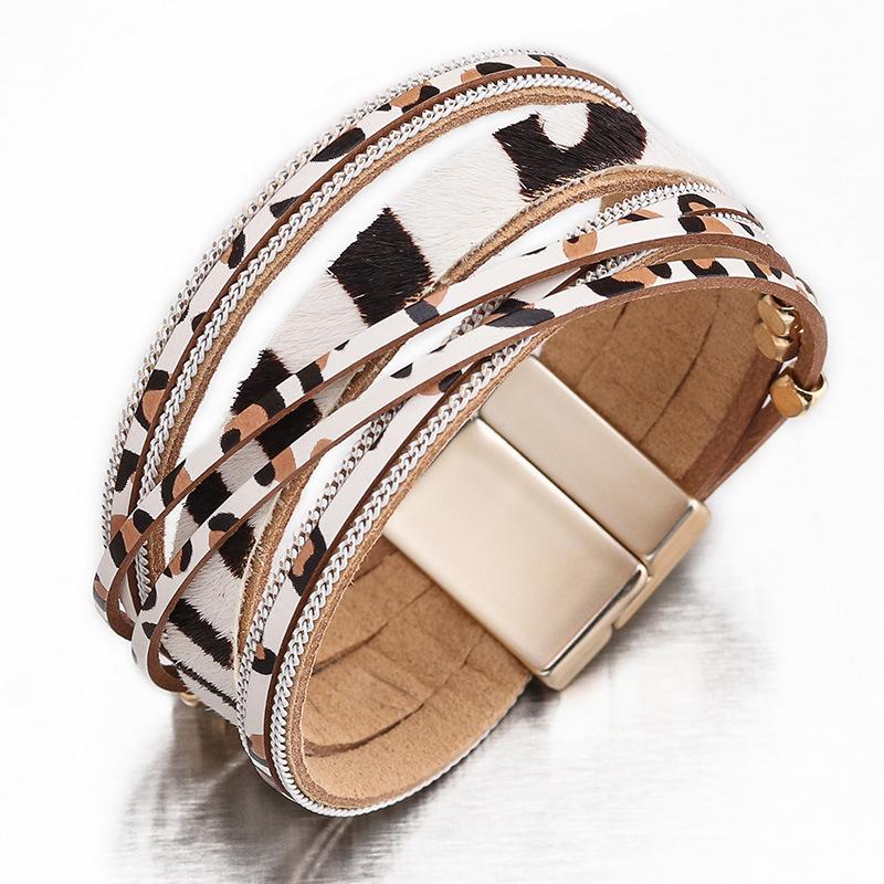 Leopard Print Trendy Alloy Magnetic Horsehair Bracelet