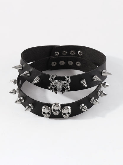 Gothic Totenkopf Lederhalsband 