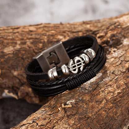 Men's Retro Anchor Multi-layer Woven Bracelet