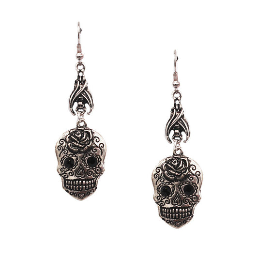 Boucles d'oreilles pendantes chauve-souris crâne rétro 