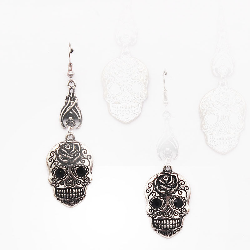 Retro Skull Bat Drop Earrings