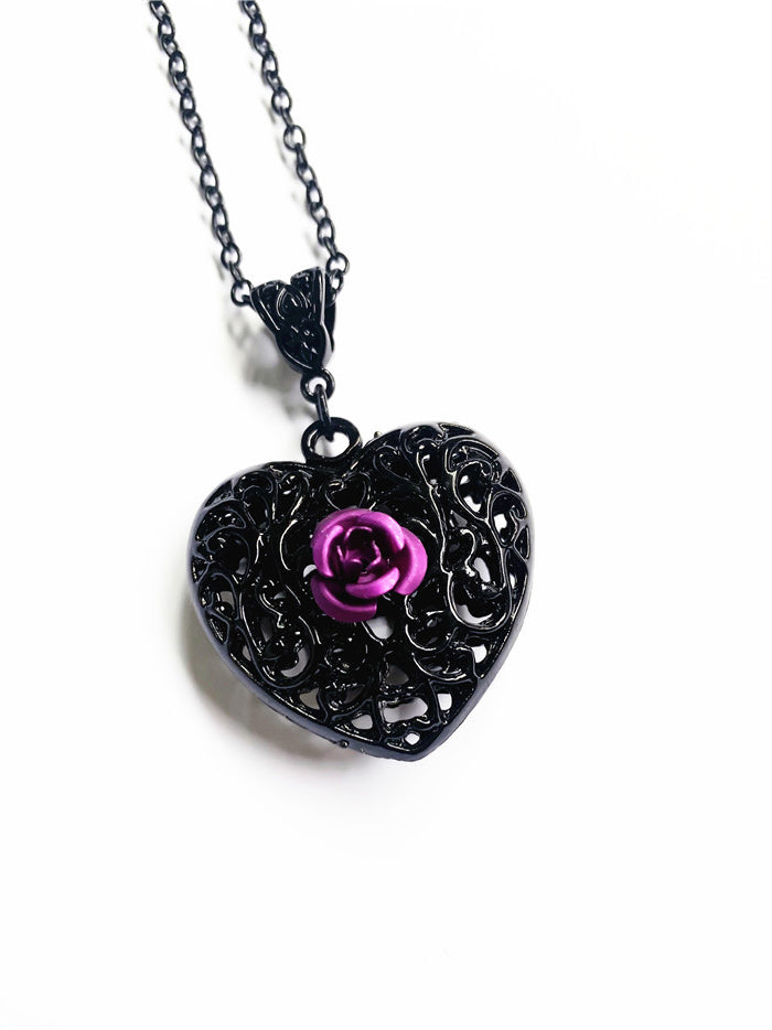 Black Filigree Heart Necklace