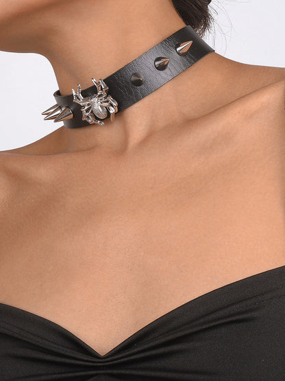 Gothic Skull Leather Collar